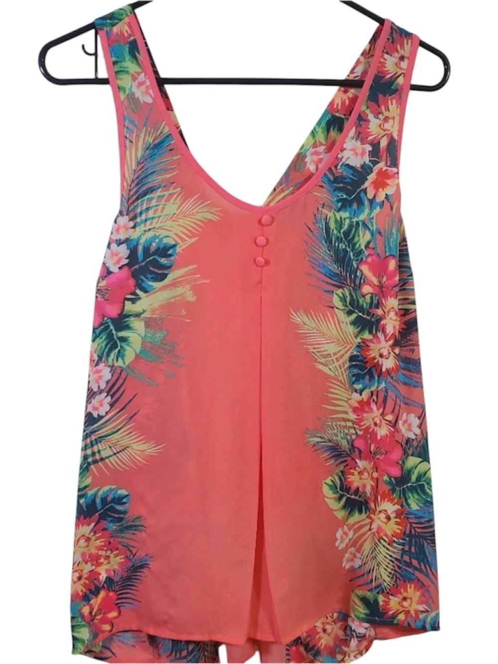 Hawaii Aloha Bright Open‎ Bow Flowy Back Summer Sheer Large No Tags